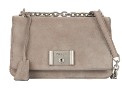 Crossbody Flap Bag, Suede, Grey, 117, K, 2*